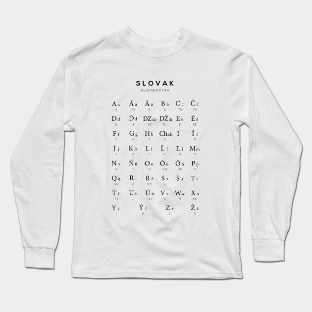 Slovak Alphabet Language Learning Chart, White Long Sleeve T-Shirt by typelab